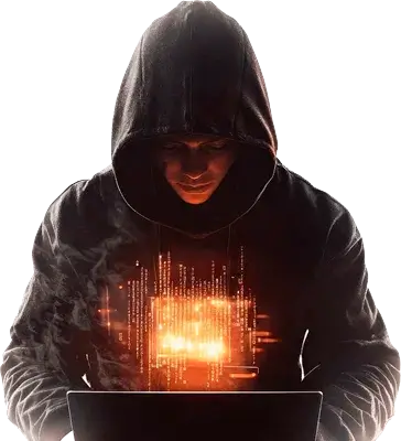 Hacker con un portátil trabajando